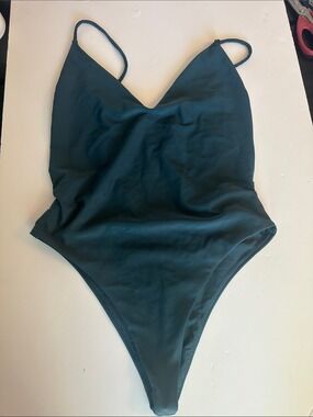 TOBI GREEN OPEN BACK 1-PIECE BATHING SUIT Body Suit womens sz small